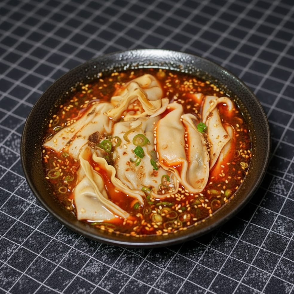 Wonton in Volcano Broth (Chengdu) 现包现卖老麻抄手 (成都).