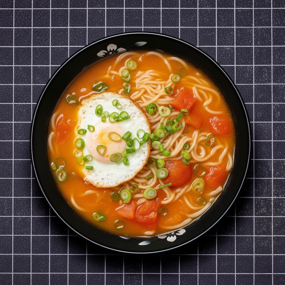 Tomato Noodles with Crispy Fried Egg (Chengdu) 1985 钢—厂番茄煎蛋面 (成都).